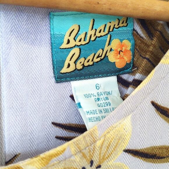 Vintage Bahama Beach Hawaiian print blue rayon dress - Picture 3 of 4